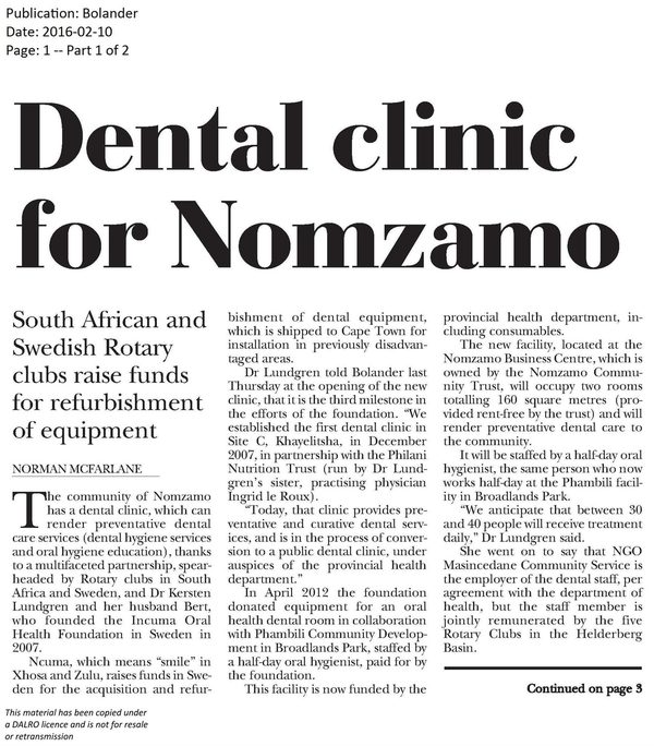 Dental Clinic for Nomzamo